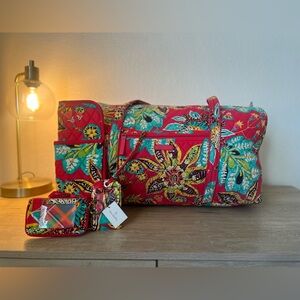 Vera Bradley Full Quilted Floral Travel Duffle Set